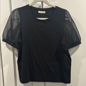 Black Sheer Sleeve Top